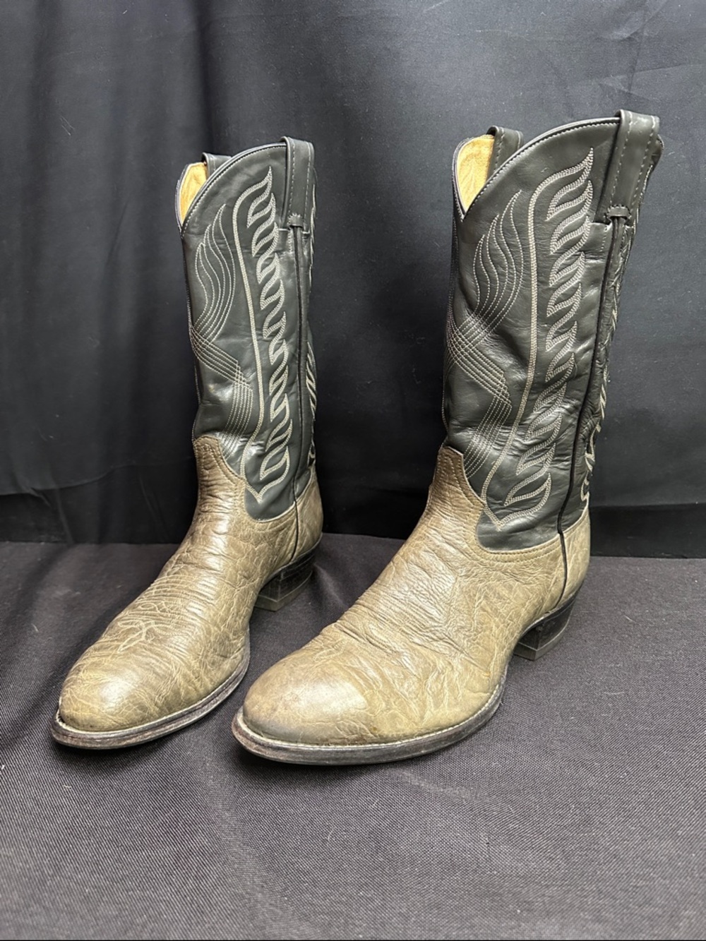 90’s Vintage Tony Lama Cowboy boots Men's Two-Tone Sage green/navy blue